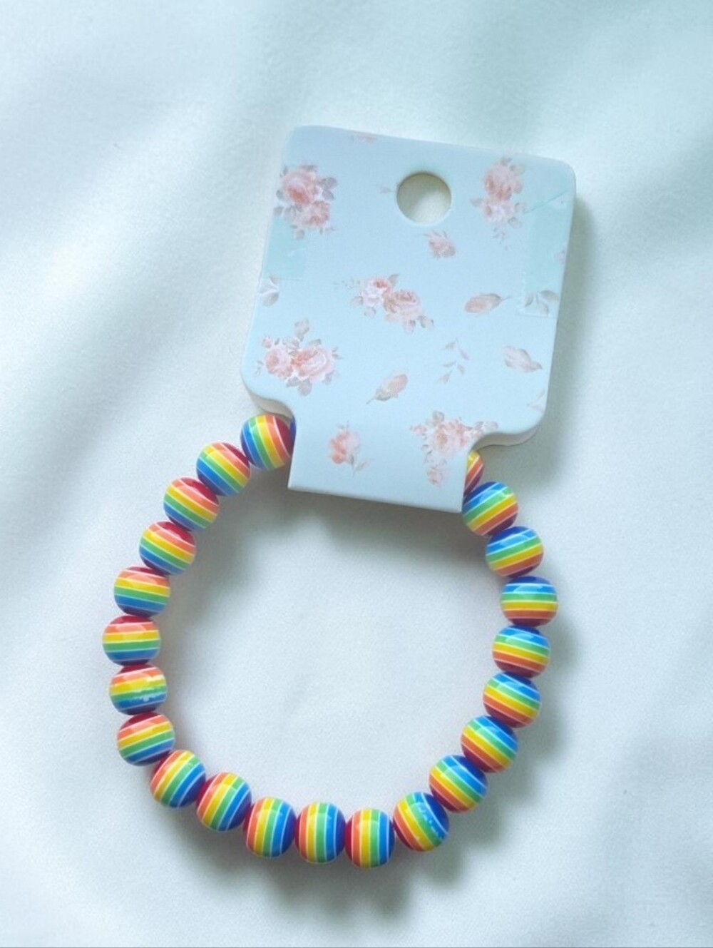 Rainbow Bead Stretch Bracelet - Multicolor
